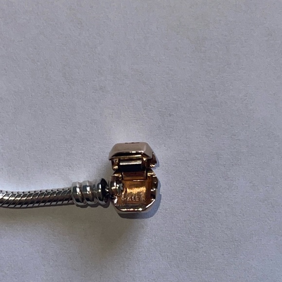 Pandora Retired Rose Gold Plated Barrel Clasp Snake Chain Charm Bracelet - Picture 3 of 5